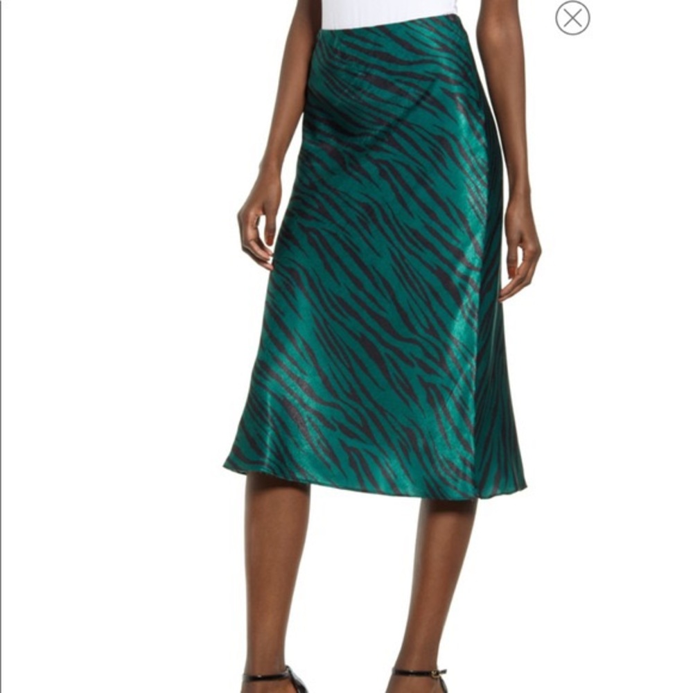 green zebra midi skirt